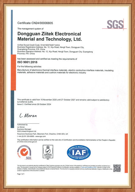 Chiny Dongguan Ziitek Electronic Materials &amp; Technology Ltd. Certyfikaty