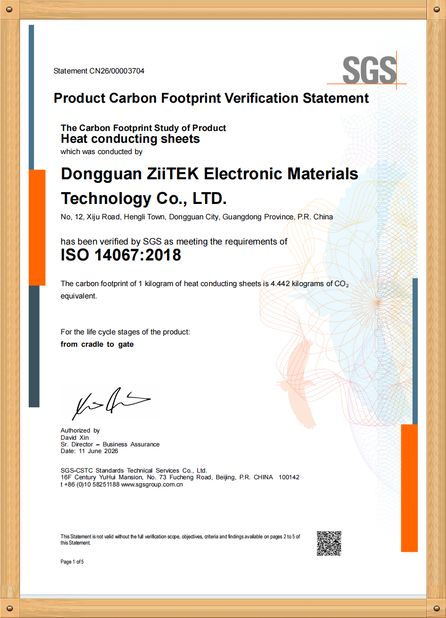 Chiny Dongguan Ziitek Electronical Material and Technology Co., Ltd Certyfikaty